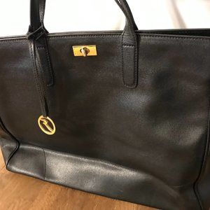 NWOT VARRIALE Black Leather Handbag Tote Italy NEW